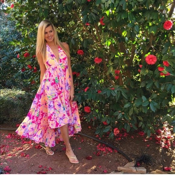 New! Lilly Pulitzer Gizelle Hi Low Halter Dress M - Picture 3 of 10